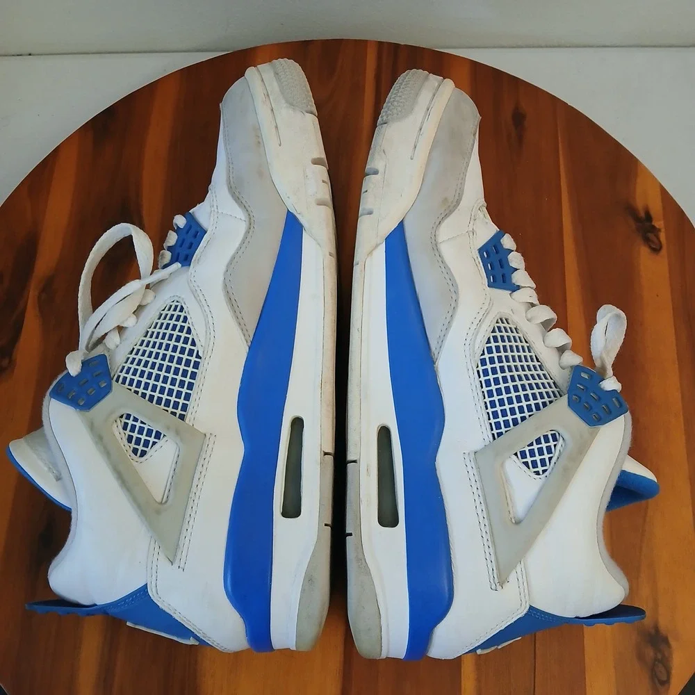 Jordan 4 Retro Military Blue Mens 7.5 White Basketball Shoes Sneakers 308497-105